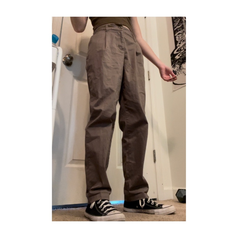 Brown straight-leg pants